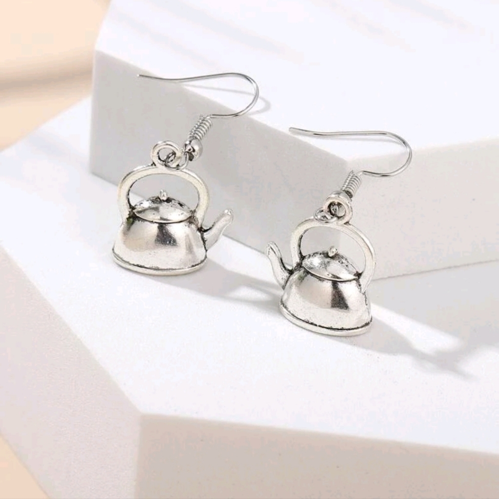 Miniature Tea Kettle Dangle Earrings - Picture 5 of 5